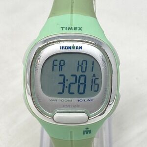 Timex Ironman Watch Women Digital 34mm Green Alarm Indiglo 10 Lap New Battery